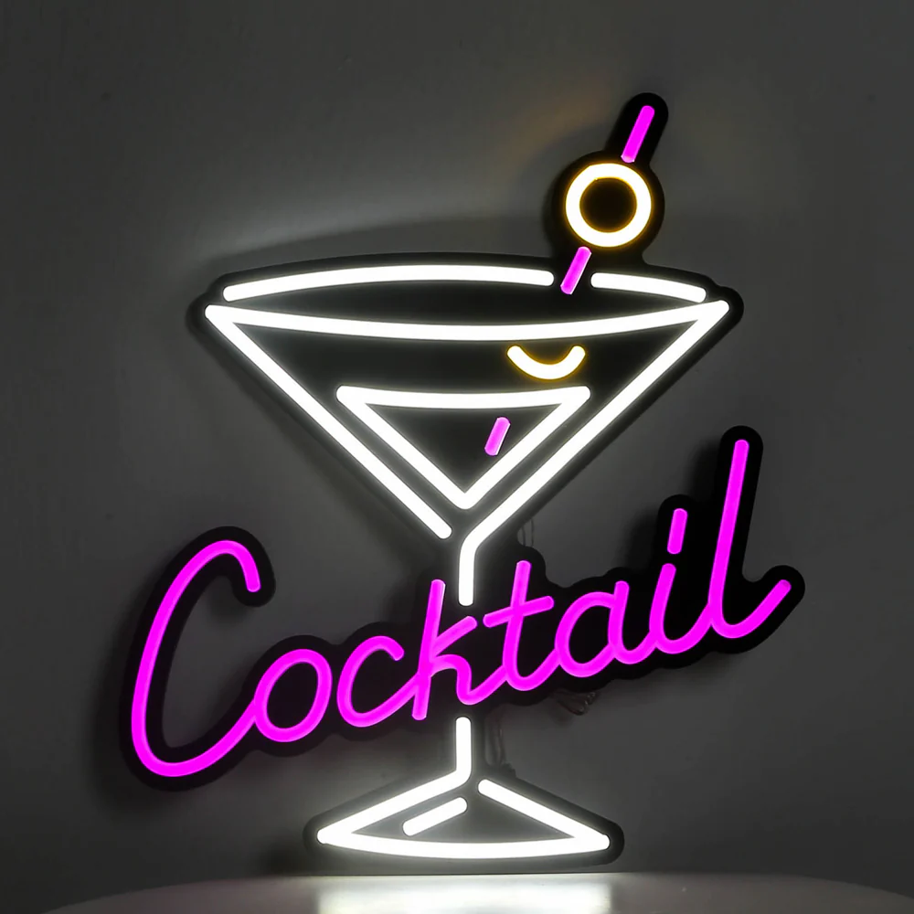 Cocktail LED Neon Sign Art Wall Lights For Beer Bars Restaurants