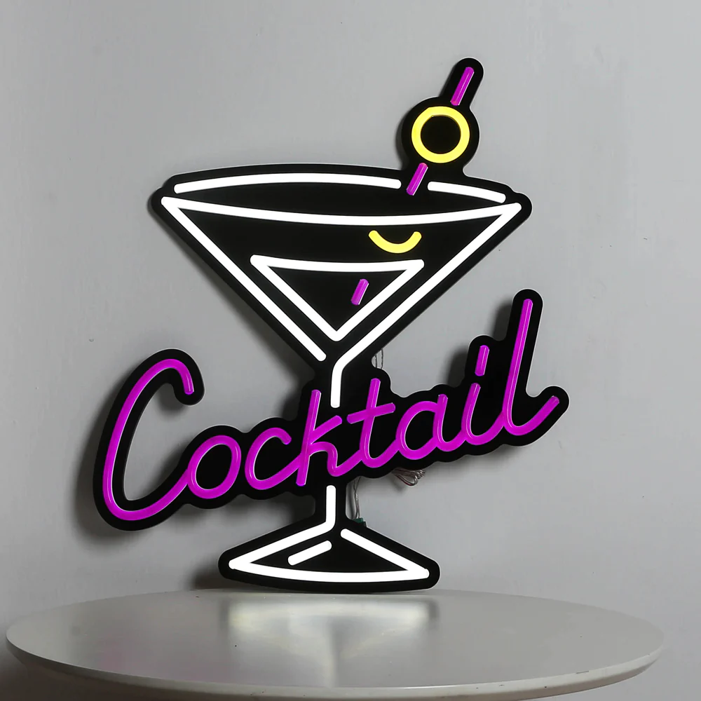Cocktail LED Neon Sign Art Wall Lights For Beer Bars Restaurants