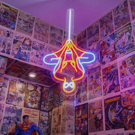 Neon Led Spiderman hanging sign