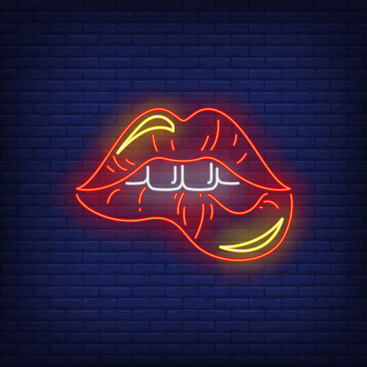 Biting Red Lips Neon Sign