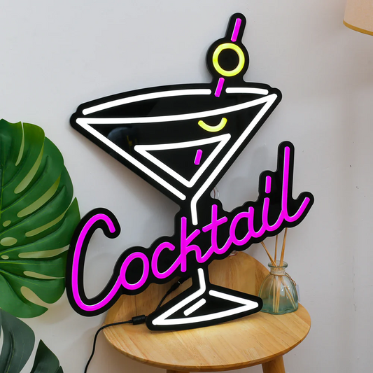 Cocktail LED Neon Sign Art Wall Lights For Beer Bars Restaurants