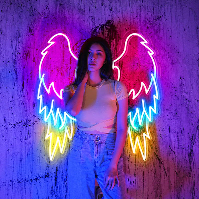 Colourful Angel Wings Neon Sign