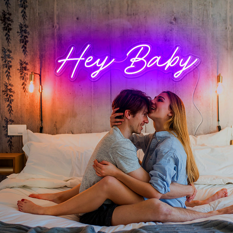 Hey Baby Neon Art for bedroom