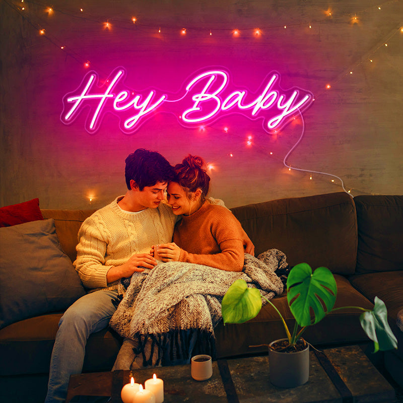 Hey Baby Neon Art for bedroom