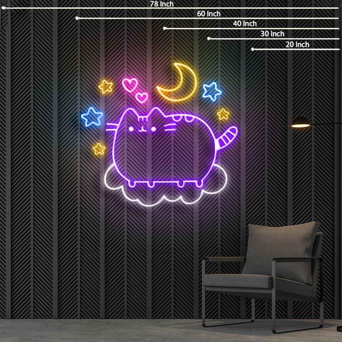 Cat on cloud neon sign